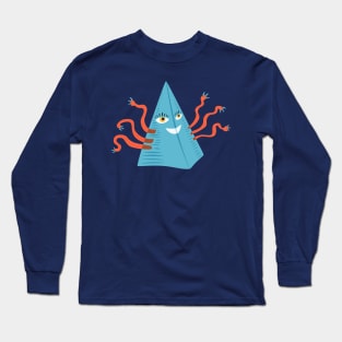 Weird Blue Pyramid Character With Tentacles Long Sleeve T-Shirt